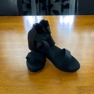 Brand New Black Banded Strap Wedge Sandals!!!